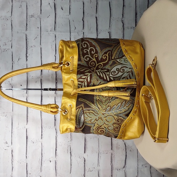 Isabella Fiore Leather/Tapestry Carpet Bag - Picture 2 of 12